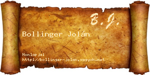 Bollinger Jolán névjegykártya